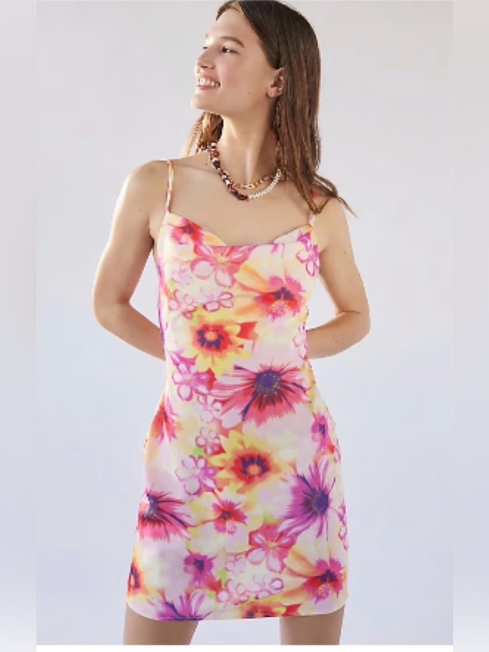 Urban Outfitters UO Mallory Cowl Neck Slip Dress